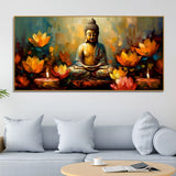 Meditating Buddha Statue with Lotus Flower | Size 2x4 Feet