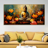 Meditating Buddha Statue with Lotus Flower | Size 2x4 Feet