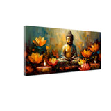Meditating Buddha Statue with Lotus Flower | Size 2x4 Feet