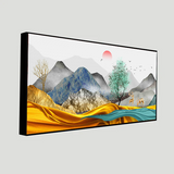 modern-abstract-art-wall-landscape-painting-golden-background-scenery-fashionable-wallpaper| Size 2x4 Feet