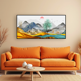 modern-abstract-art-wall-landscape-painting-golden-background-scenery-fashionable-wallpaper| Size 2x4 Feet