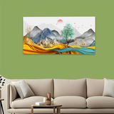 modern-abstract-art-wall-landscape-painting-golden-background-scenery-fashionable-wallpaper| Size 2x4 Feet