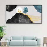 Twin Deer in Morning Mist | Nature Canvas Painting