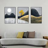 Modern Abstract Landscape Art Premium Floating Frame Wall Painting Set of 3