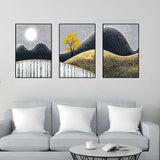 Modern Abstract Landscape Art Premium Floating Frame Wall Painting Set of 3