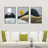 Modern Abstract Landscape Art Premium Floating Frame Wall Painting Set of 3