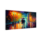 Couple Under Umbrella Painting – Romantic Rain Wall Art | Size 2x4 Feet