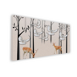 Deer and Birds Painting on White Background Size 2x4 Feet