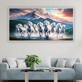 White Running Horses Vastu canvas Painting
