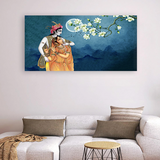 Radha Krishna Wall Art on Canvas – Extra Large 48x24 Inch Spiritual Painting for Home, Office & Hotel Décor