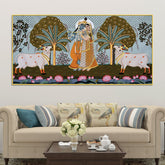 Rajasthani Pichwai Art Radha Krishna Canvas Wall Painting
