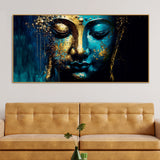 Gautam Buddha Face in Golden Canvas Touch - Buy Wall Painting | Size 2x4 Feet