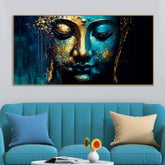 Gautam Buddha Face in Golden Canvas Touch - Buy Wall Painting | Size 2x4 Feet