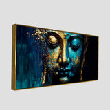 Gautam Buddha Face in Golden Canvas Touch - Buy Wall Painting | Size 2x4 Feet