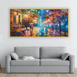 Street Scene Love Couple – Romantic Rain Wall Art | Size 2x4 Feet