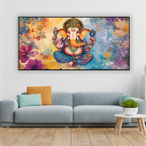 Floral Ganesha Canvas Painting | Nature & Spiritual Fusion Art