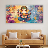 Floral Ganesha Canvas Painting | Nature & Spiritual Fusion Art