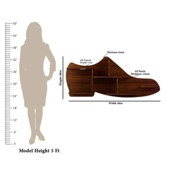 Beautiful Shoe Shape Wood Wall Shelf /Men's Shoe Shelf, Walnut Finish