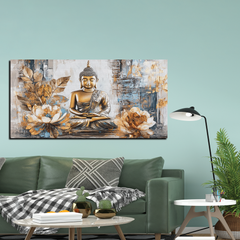 Stunning Gautam Buddha Canvas Wall Paintings for Living Room, Bedroom, Meditation, Boutiques, Yoga Studios, Office & Workspaces