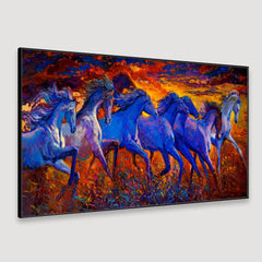 WallCry Big Panoramic Running Horses Abstract Design Canvas