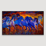 WallCry Big Panoramic Running Horses Abstract Design Canvas