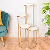 Metal Planter Stand With White Marble At Top
