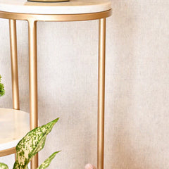 Metal Planter Stand With White Marble At Top
