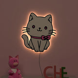Cute Kitten Backlit Wooden Wall Décor
