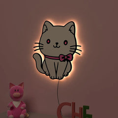 Cute Kitten Backlit Wooden Wall Décor