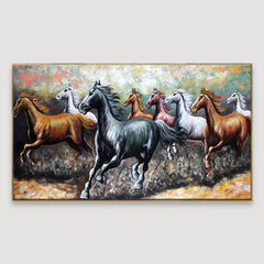 WallCry Big Panoramic Running Horses Abstract Design Canvas