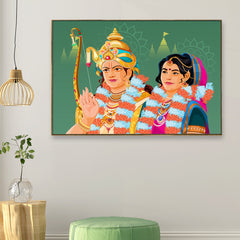 Shri Ram-Sita Ji Wall Canvas Painting for Mandir/Living Room