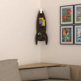 Rocket Shape Wood Corner Wall Shelf / Book Shelf,Walnut Finish