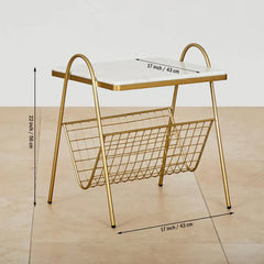 Designer Square Shape White Marble Side Table