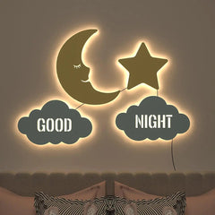 Good Night Moon & Star Backlit Wooden Wall Décor
