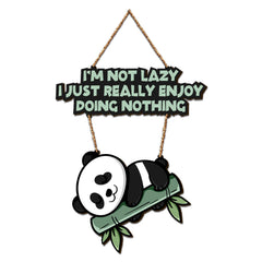 Lazy Panda Printed Wooden Wall Hanging with Quotes