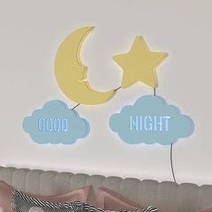 Good Night Moon & Star Backlit Wooden Wall Décor