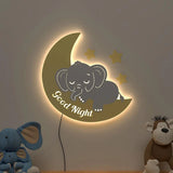 Slepping Baby Elephant Backlit Wooden Wall Décor