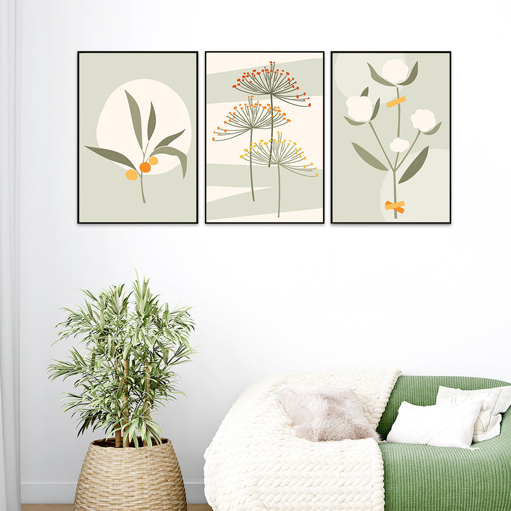 Dreamy Dandelions Green Frames Set Of 3
