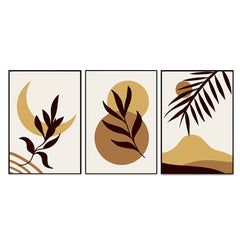Sepia Tone Midnight Leaves Frames Set Of 3