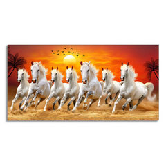 Seven Horses Running at Sunrise Premium Canvas Wall Painting
