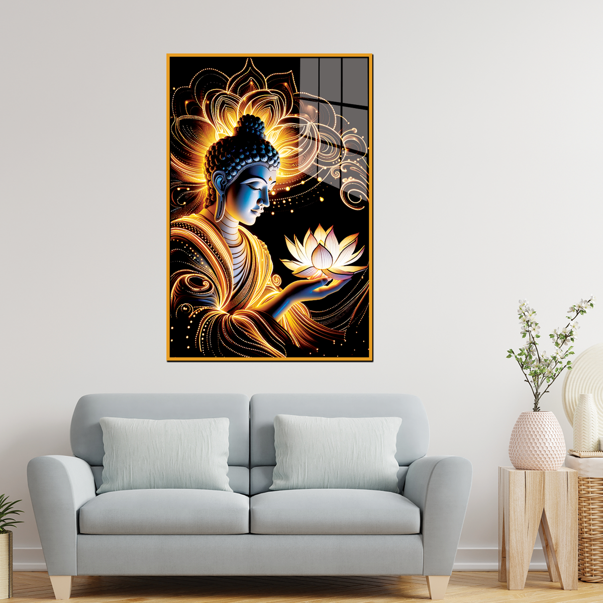 Stunning Lord Gautam Buddha Canvas Printed Acrylic Wall Paintings & Art for Living Room, Office
