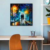 Abstract Texture Rainbow Trees with Walking Couple Love Canvas Wall Paintings & Arts