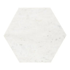 Hexagon Shape Marble Top Black Stand Side Table
