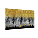 Deer Family in Misty Woods | Modern Nature Wall Decor Canvas