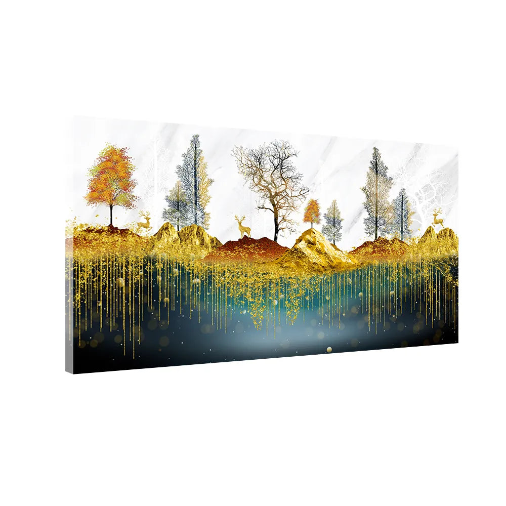 Deer by the Lake | Nature Reflection Canvas Wall Decor
