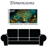 3D mural wallpaper with golden trees, deer, hills & mountains in vintage | Size 2x4 Feet