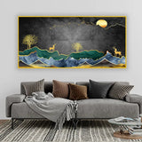 Deer Under Starry Night Sky | Dreamy Nature Wall Painting
