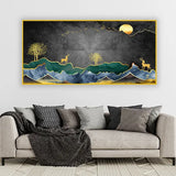 Deer Under Starry Night Sky | Dreamy Nature Wall Painting