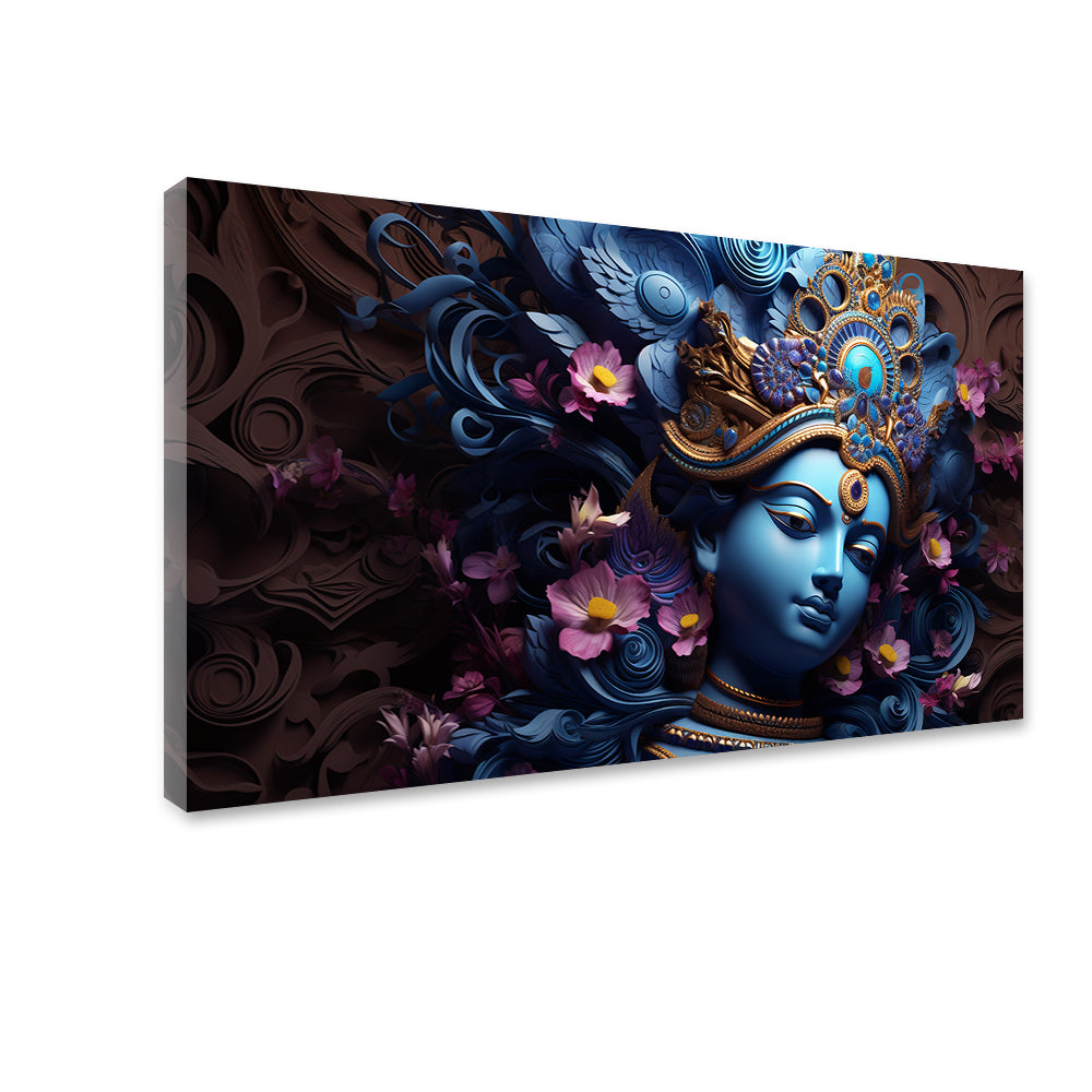 Krishna Canvas Painting – Spiritual Wall Art for Home, Bedroom, Office & Meditation Décor