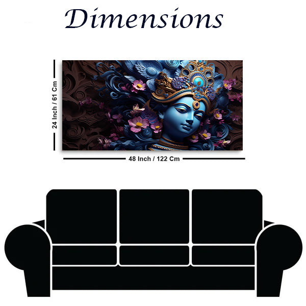 Krishna Canvas Painting – Spiritual Wall Art for Home, Bedroom, Office & Meditation Décor